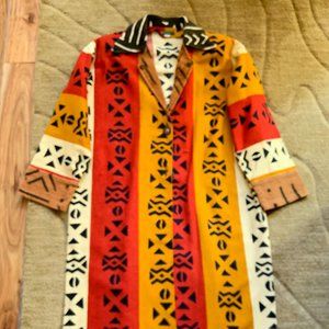 Imani Pamoja Mud Cloth & Cotton Fabric Duster Coat - NWOT